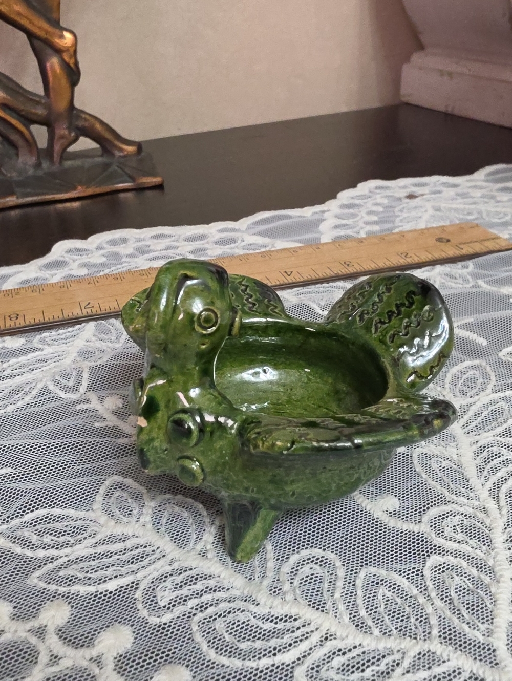 Green Ceramic Turtle Dish - Pets Reptile Decor